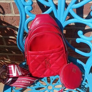 Steve Madden Vibrant Red Quilted Backpack